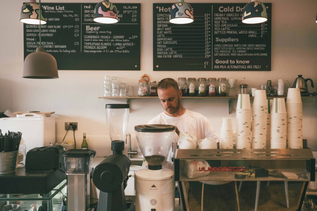 Small business entrepreneur in coffee shop—business and entrepreneurship
